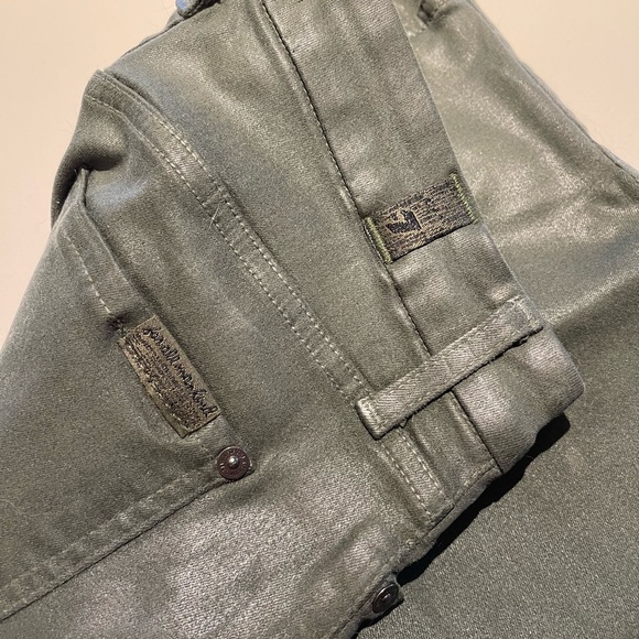 7 For All Mankind Green Waxed jeans ‘24’ - Picture 9 of 15